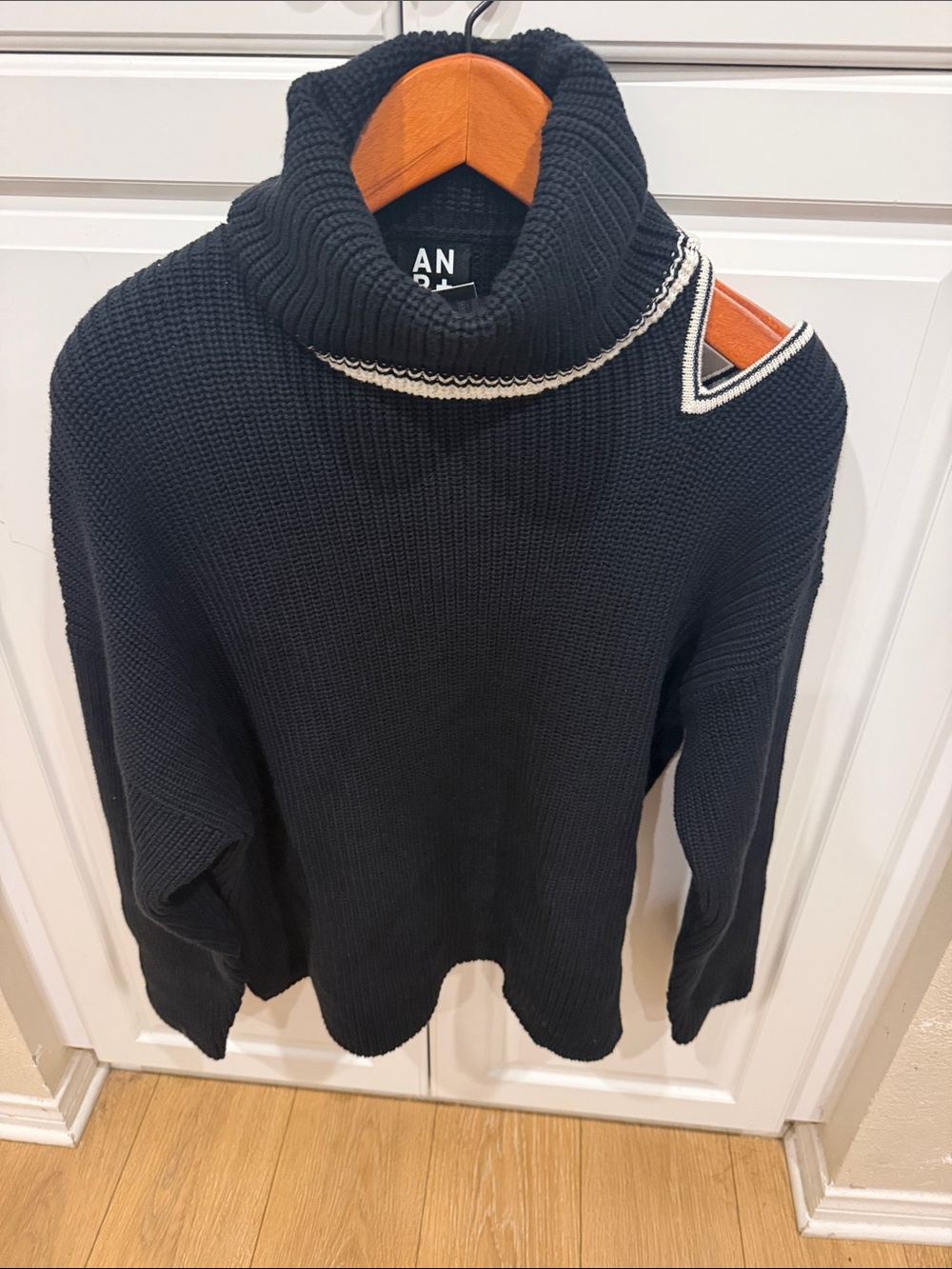 Alp N Rock Black Turtleneck Sweater with White Contrast Trim